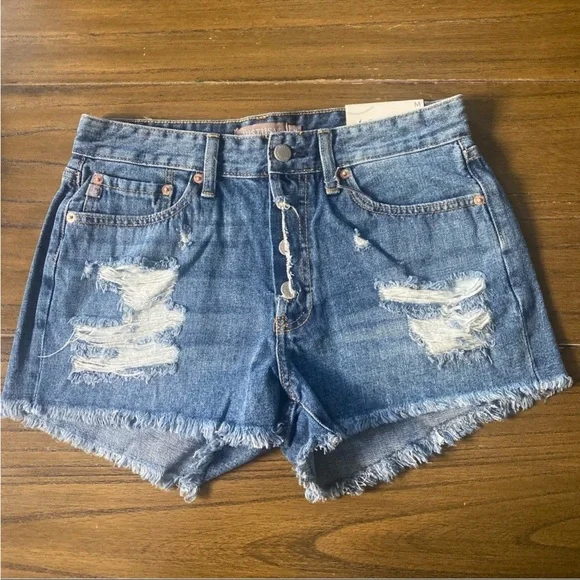 Just USA dark wash distressed denim cutoff shorts - Picture 3 of 12